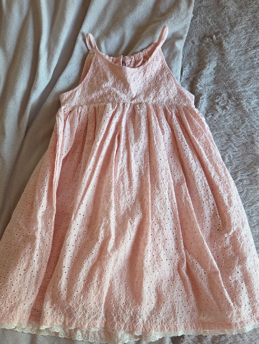 Girls Shabby Chic Pink Eyelet Dress - Size 7